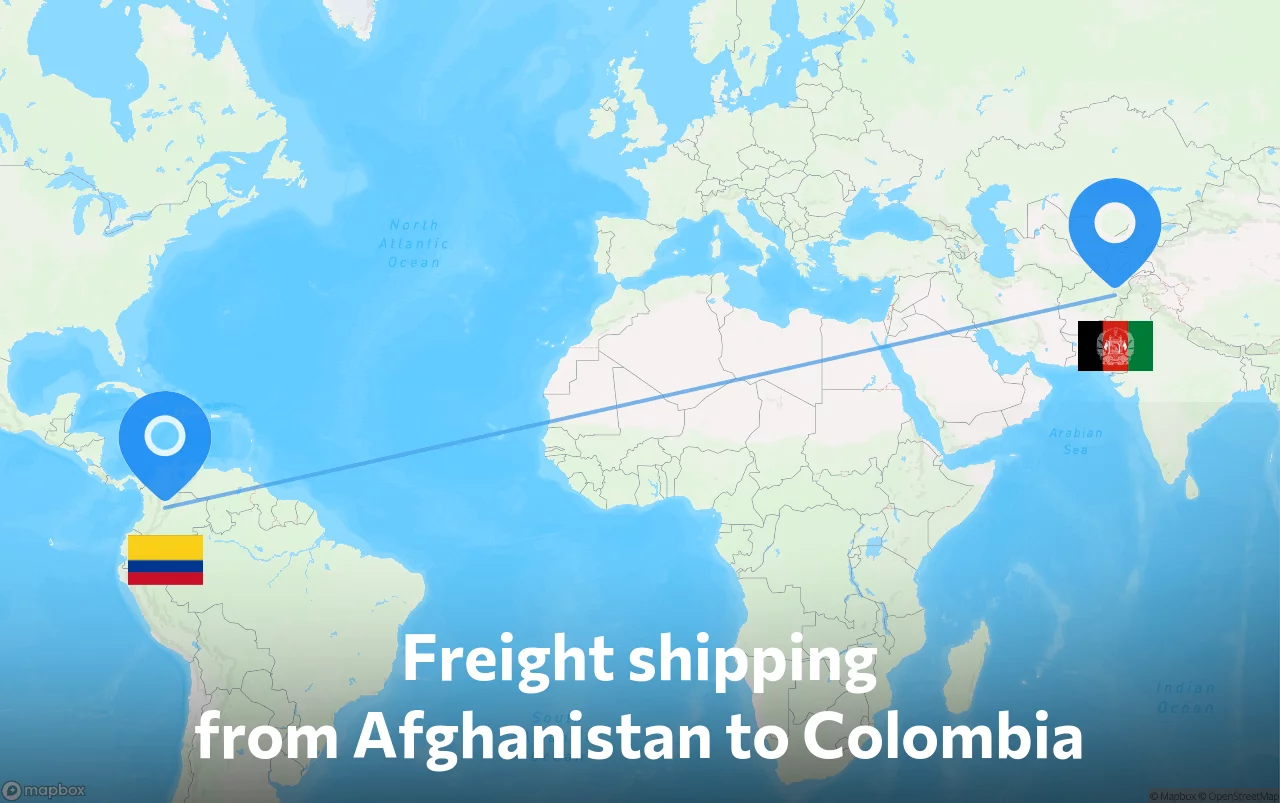 Shipping route from Afghanistan to Colombia