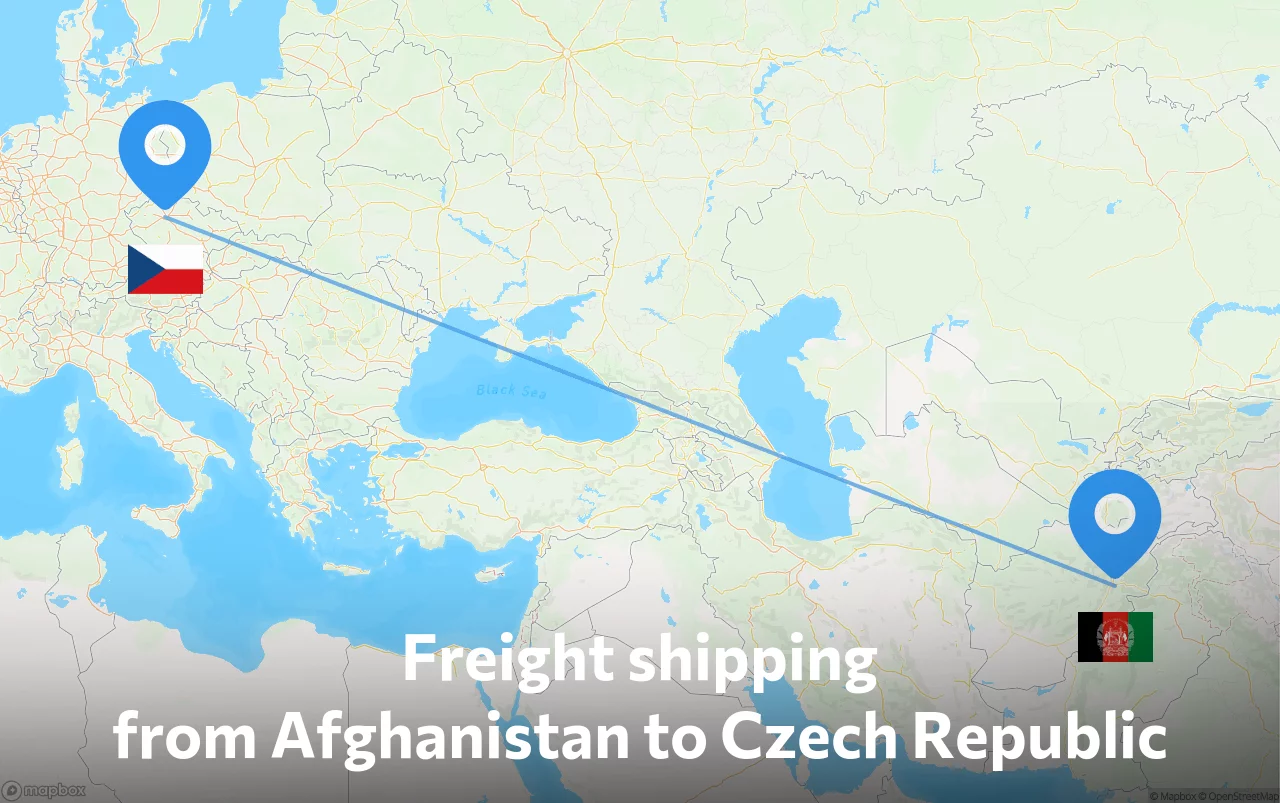 Shipping route from Afghanistan to Czech Republic