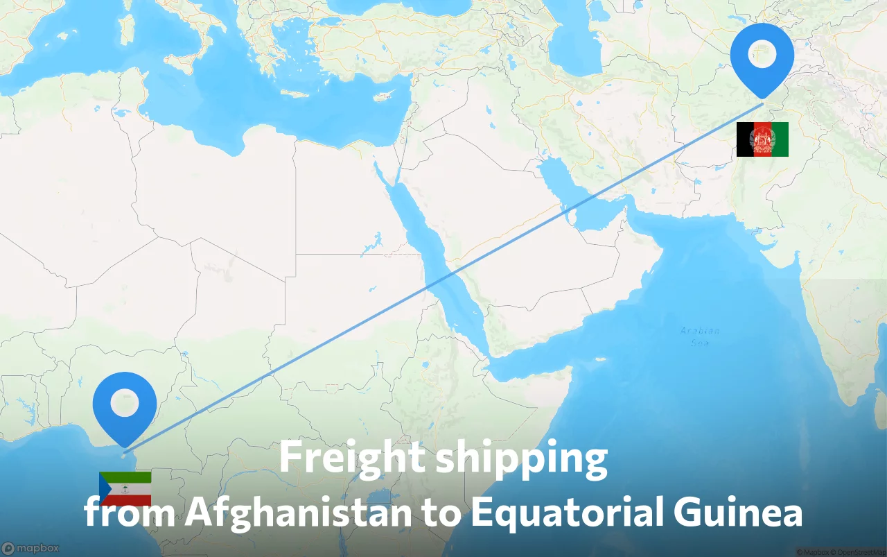 Shipping route from Afghanistan to Equatorial Guinea