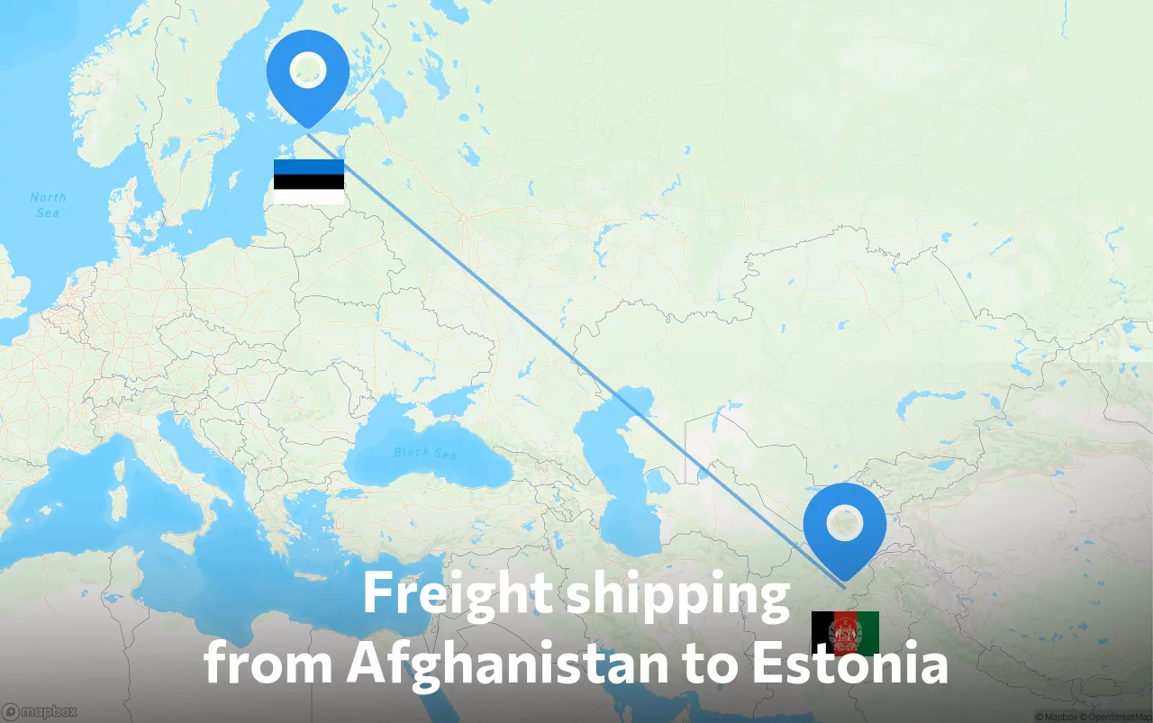 Shipping route from Afghanistan to Estonia