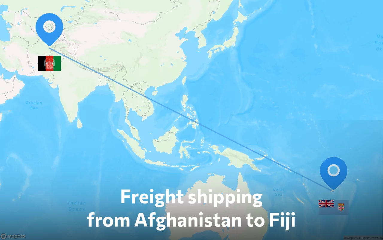 Shipping route from Afghanistan to Fiji