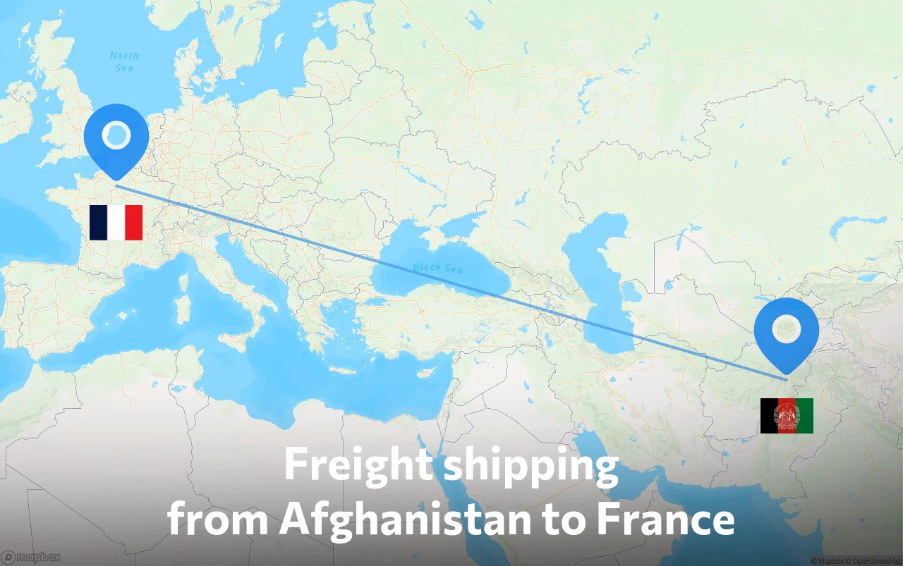 Shipping route from Afghanistan to France