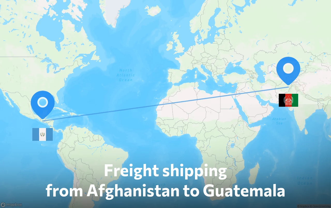 Shipping route from Afghanistan to Guatemala