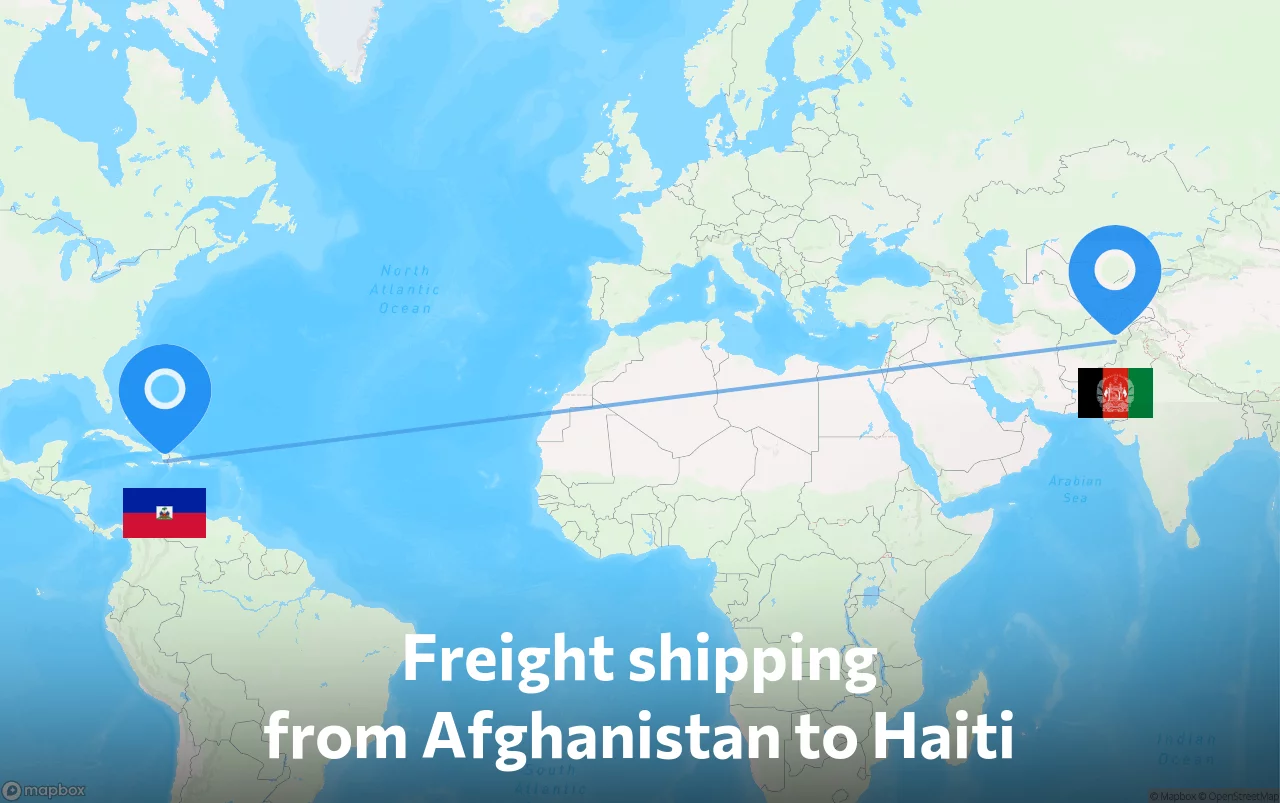 Shipping route from Afghanistan to Haiti