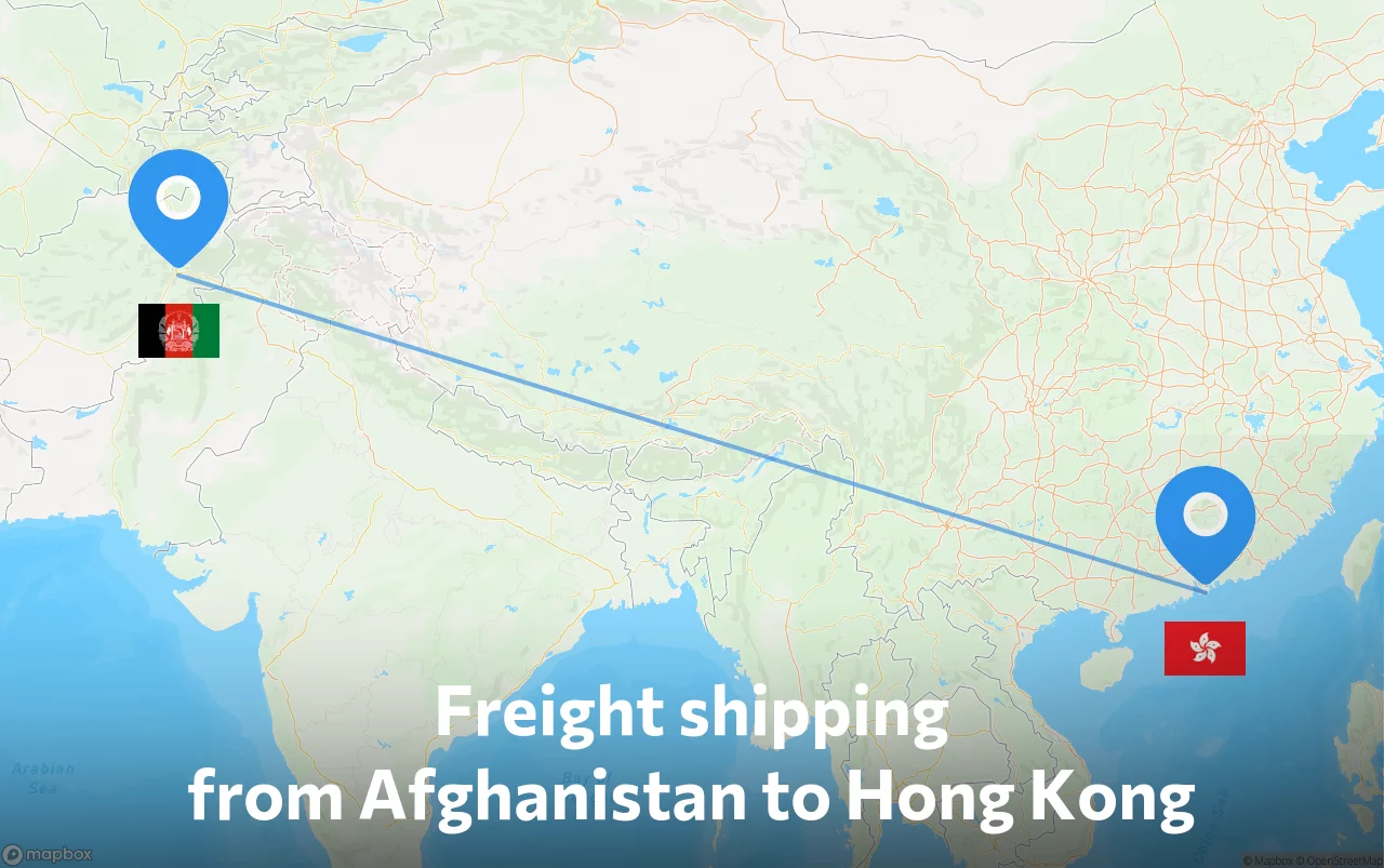 Shipping route from Afghanistan to Hong Kong