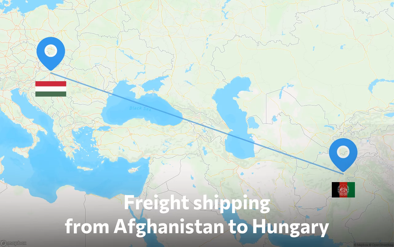 Shipping route from Afghanistan to Hungary