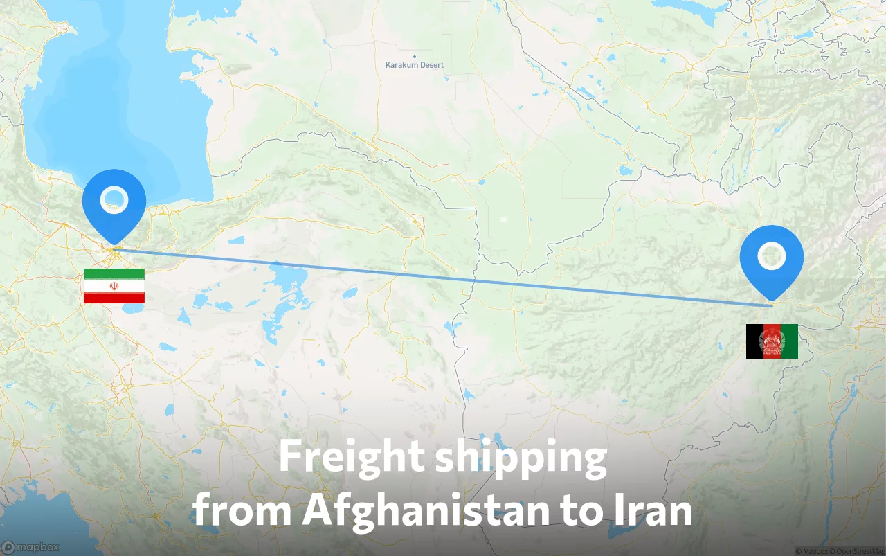 Shipping route from Afghanistan to Iran