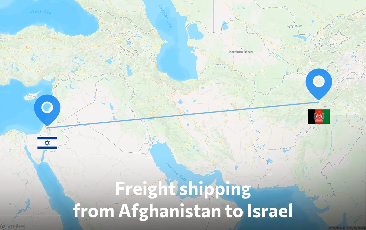 Shipping route from Afghanistan to Israel