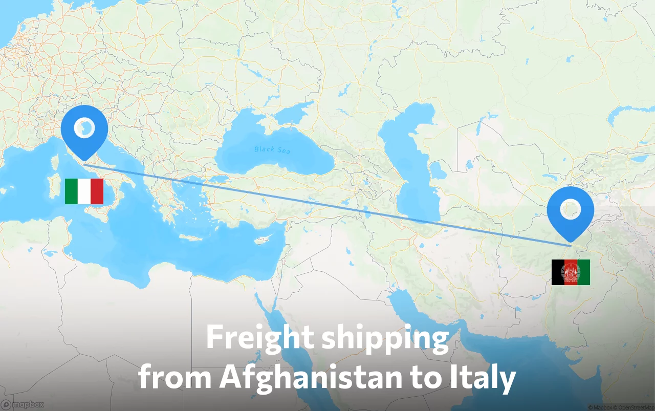Shipping route from Afghanistan to Italy