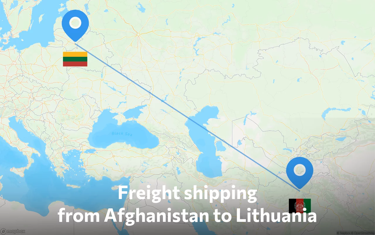 Shipping route from Afghanistan to Lithuania