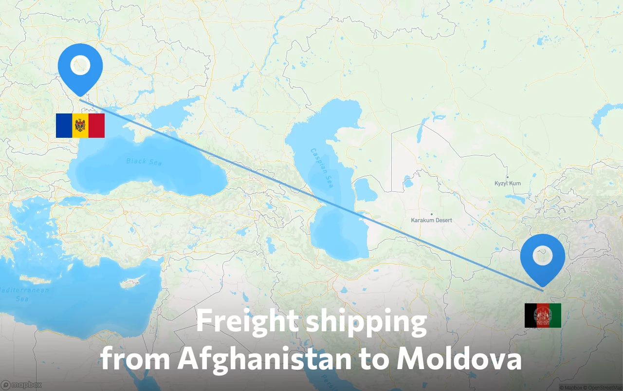 Shipping route from Afghanistan to Moldova