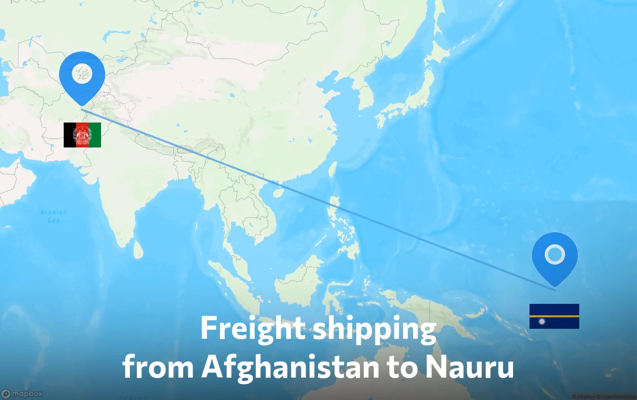 Shipping route from Afghanistan to Nauru