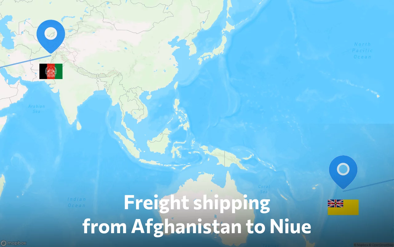 Shipping route from Afghanistan to Niue