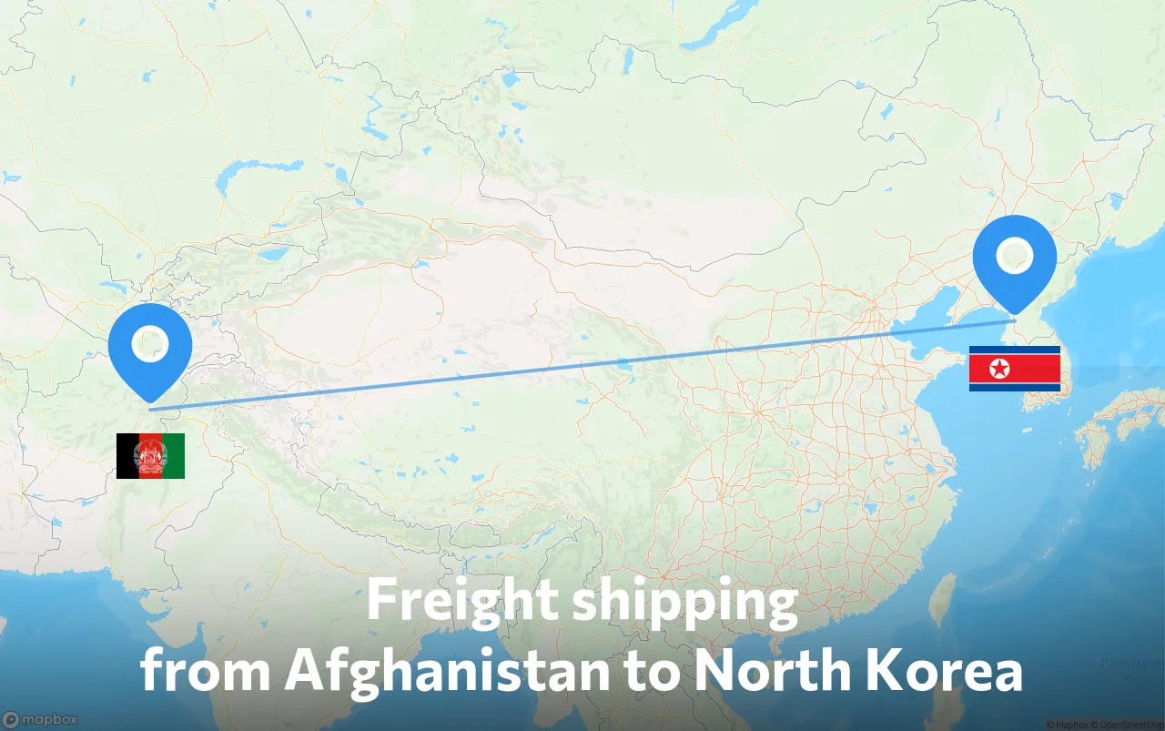 Shipping route from Afghanistan to North Korea