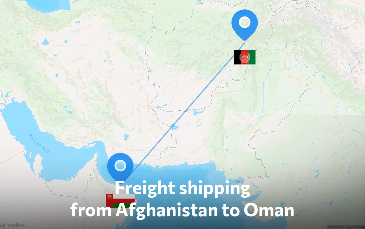 Shipping route from Afghanistan to Oman