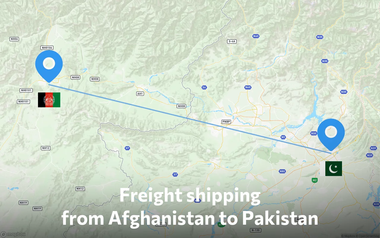 Shipping route from Afghanistan to Pakistan