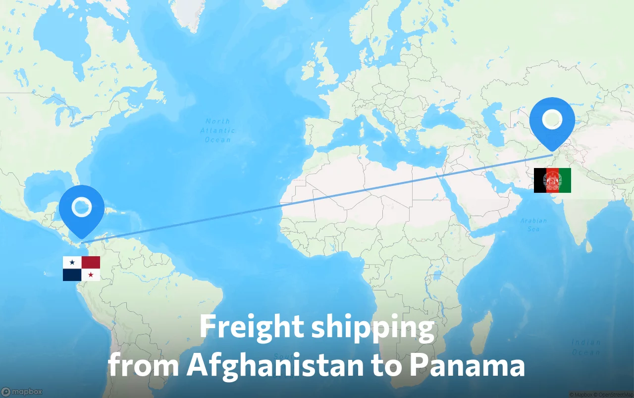 Shipping route from Afghanistan to Panama
