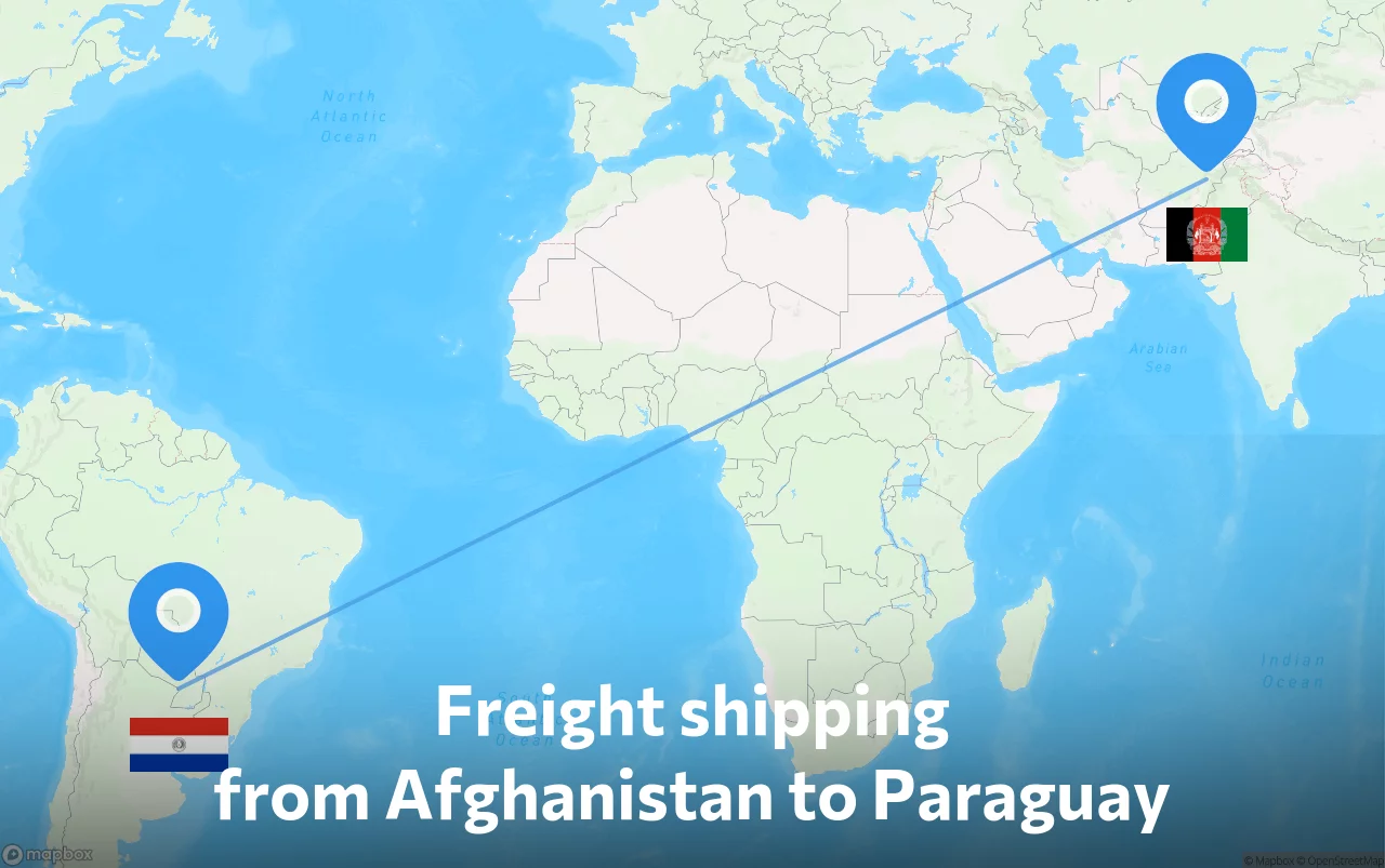 Shipping route from Afghanistan to Paraguay