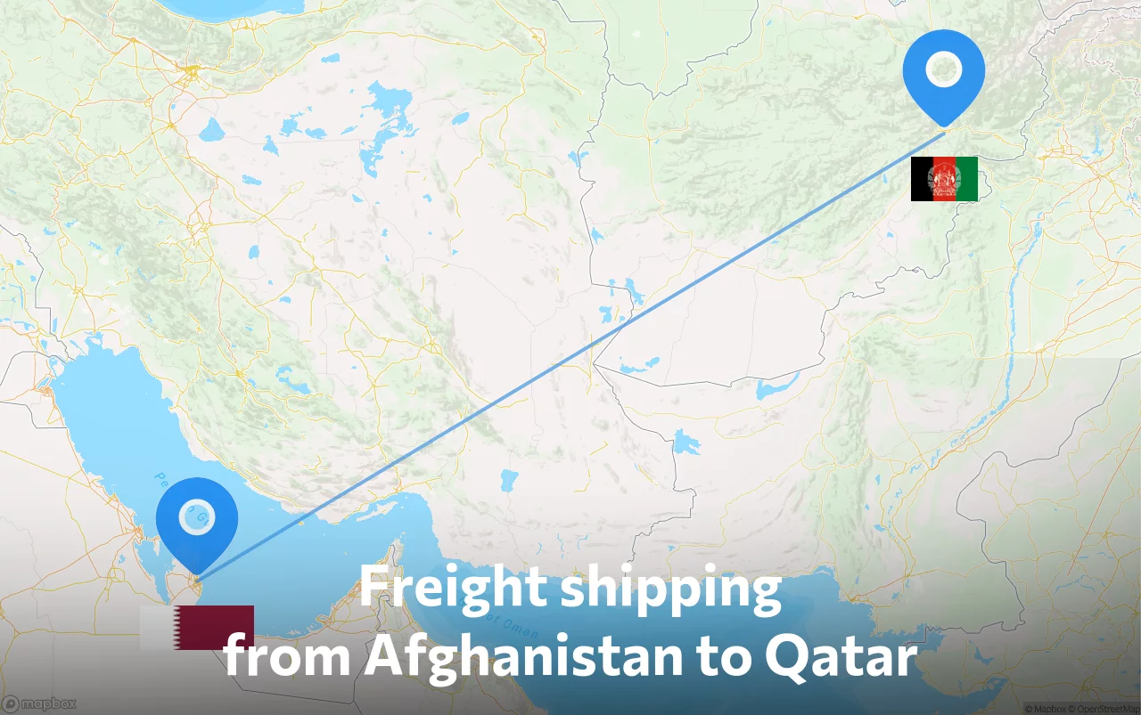 Shipping route from Afghanistan to Qatar