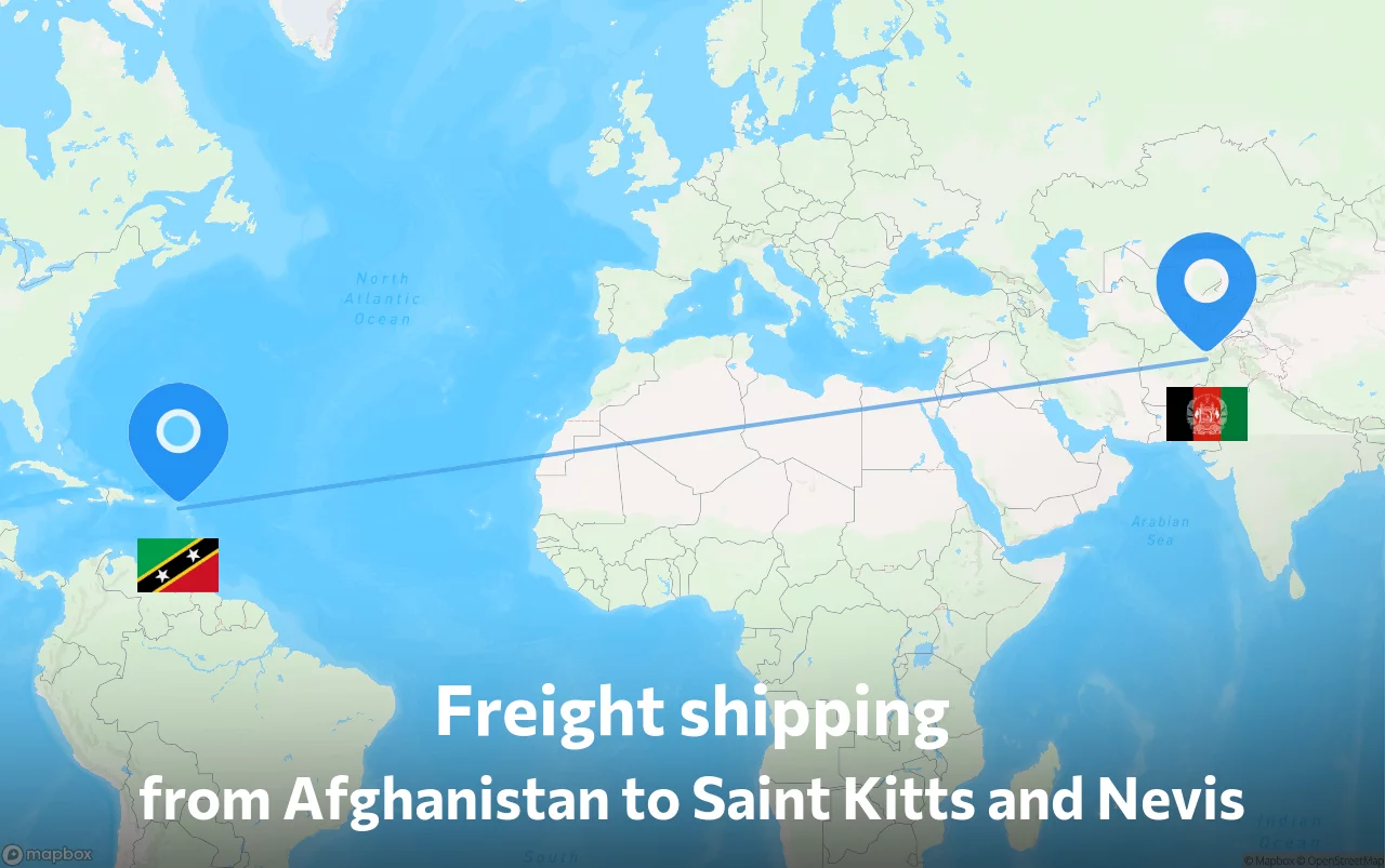 Shipping route from Afghanistan to Saint Kitts and Nevis