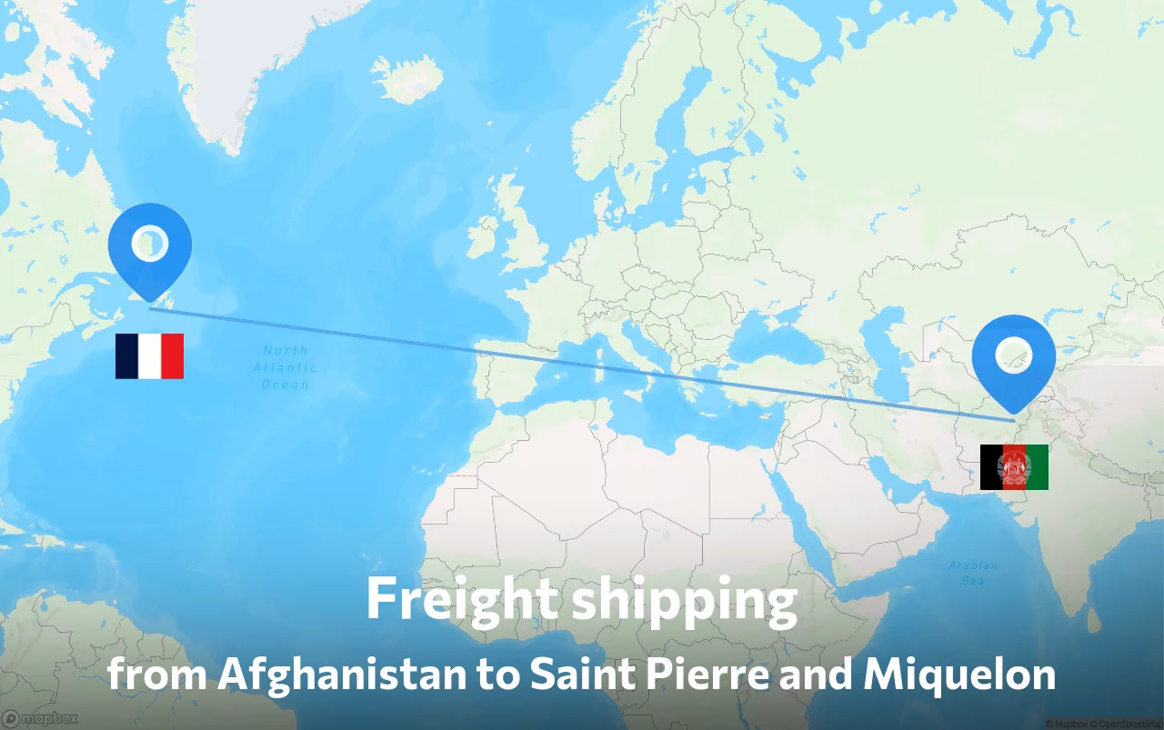 Shipping route from Afghanistan to Saint Pierre and Miquelon