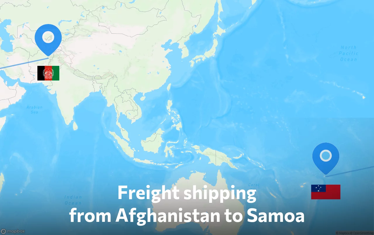 Shipping route from Afghanistan to Samoa