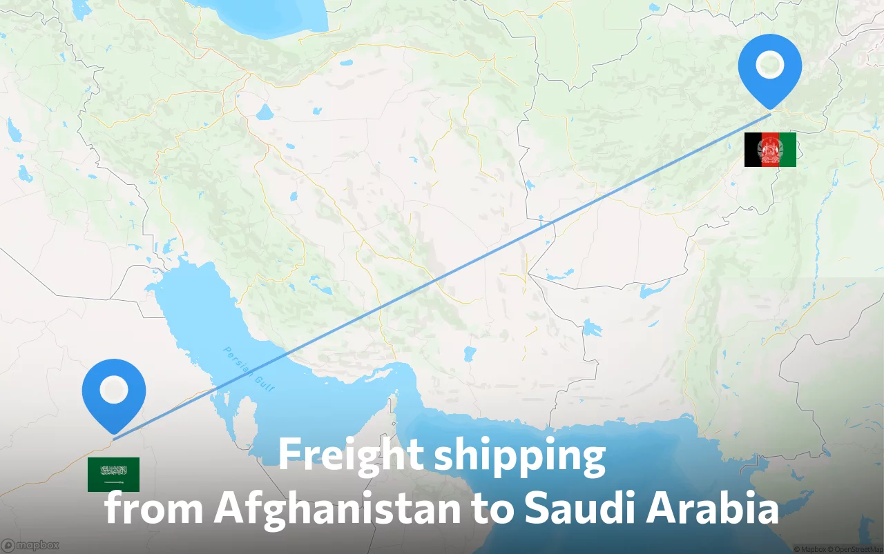 Shipping route from Afghanistan to Saudi Arabia