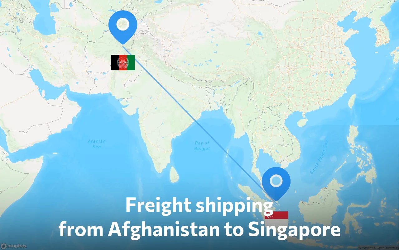 Shipping route from Afghanistan to Singapore