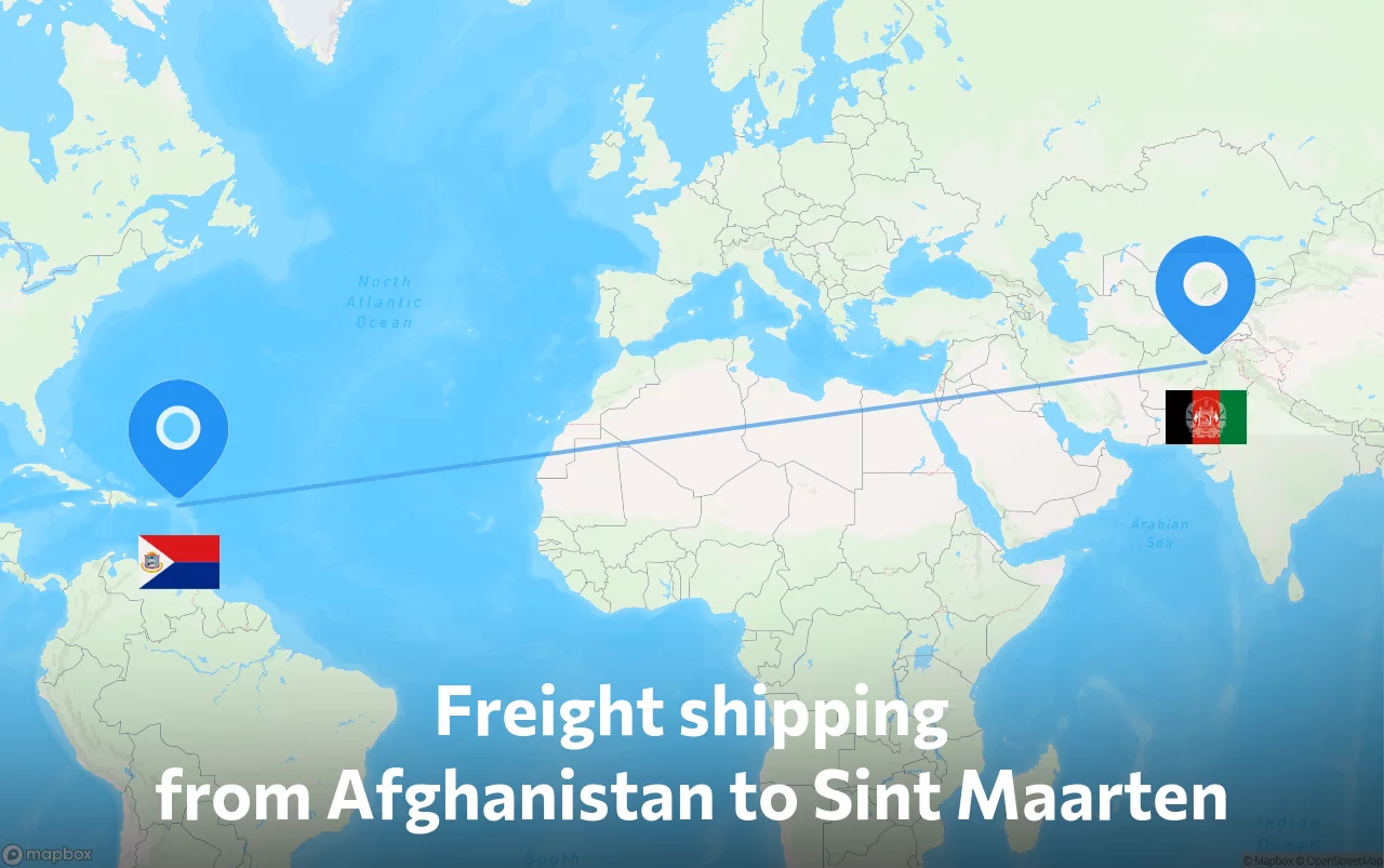Shipping route from Afghanistan to Sint Maarten