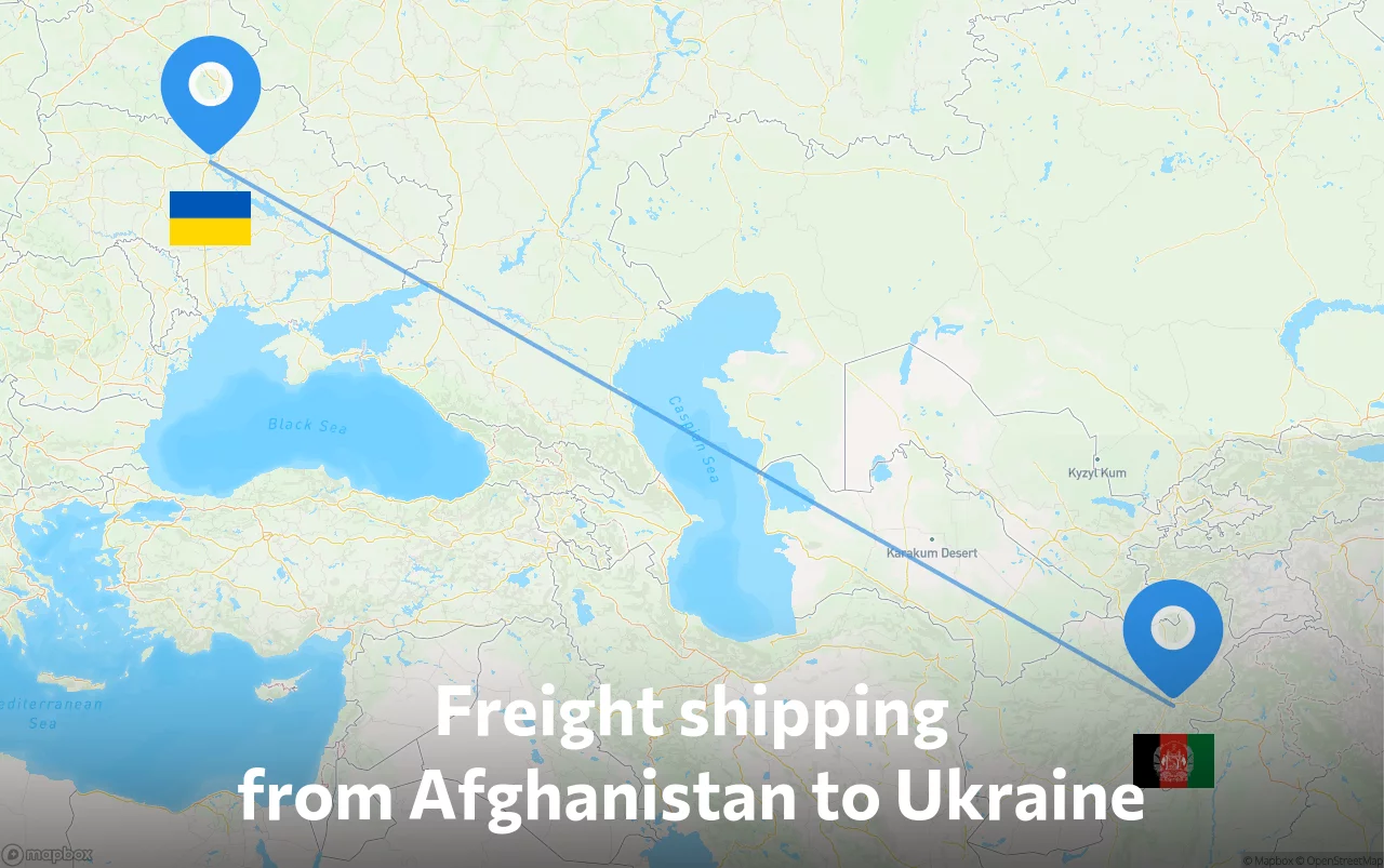 Shipping route from Afghanistan to Ukraine
