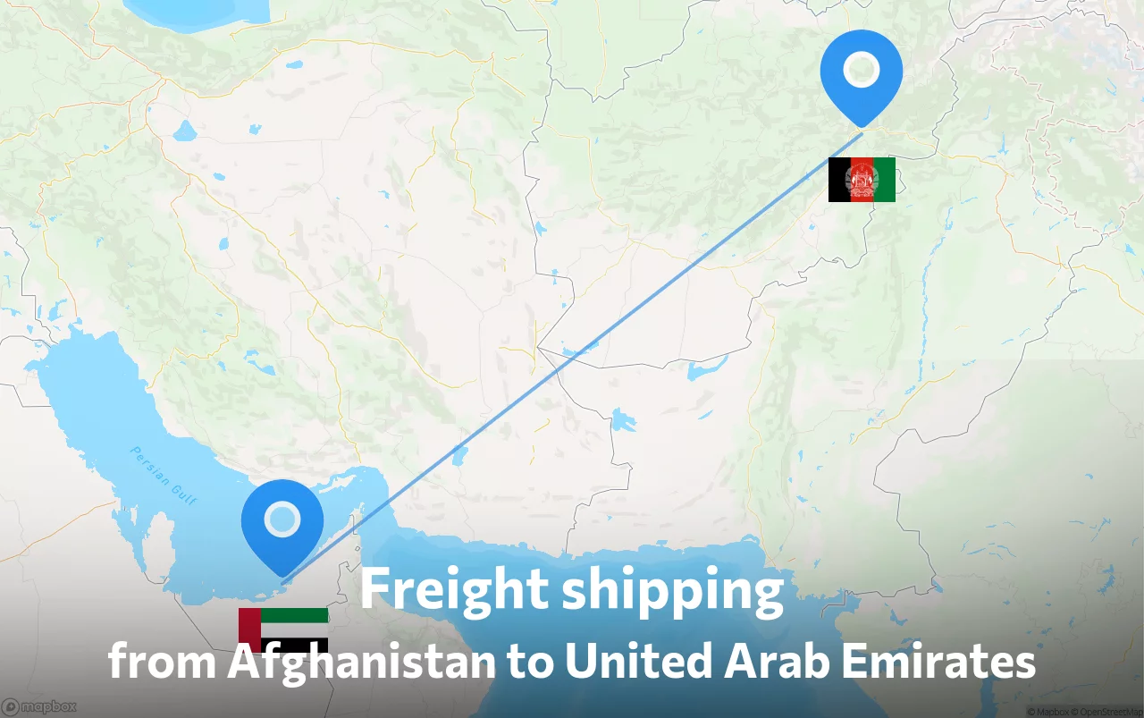 Shipping route from Afghanistan to United Arab Emirates