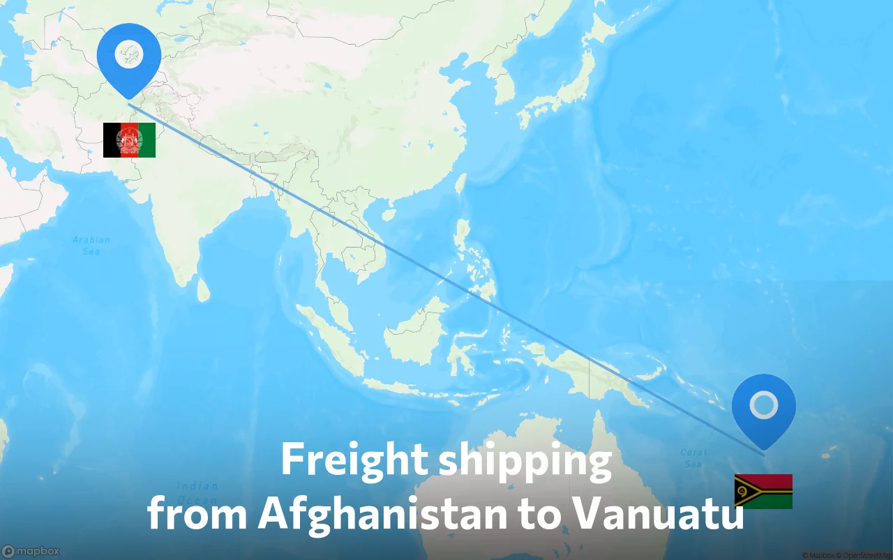 Shipping route from Afghanistan to Vanuatu