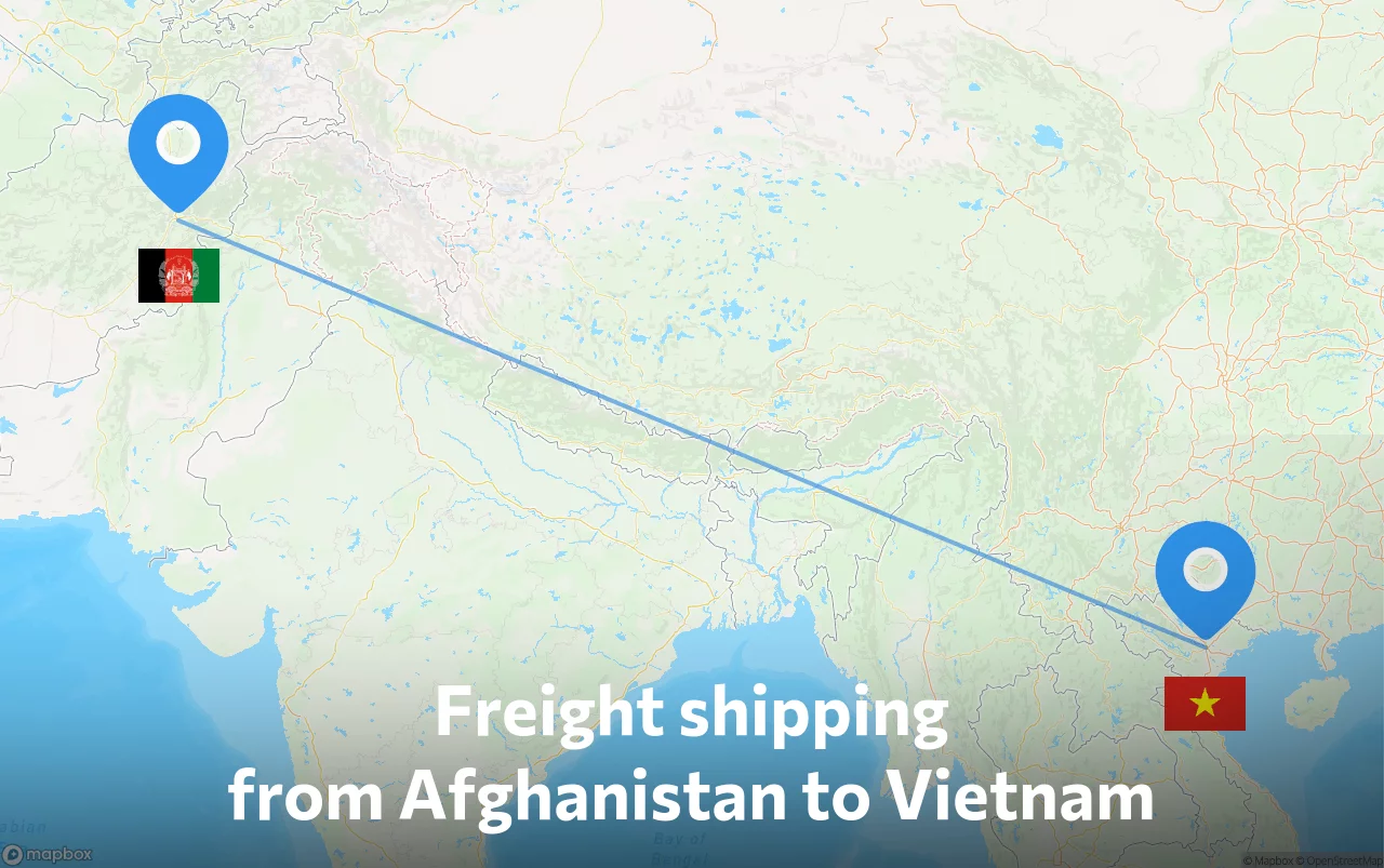 Shipping route from Afghanistan to Vietnam
