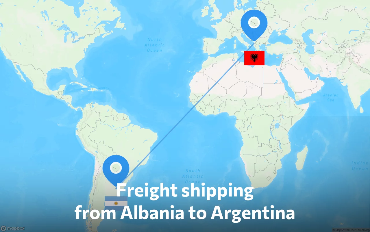 Shipping route from Albania to Argentina