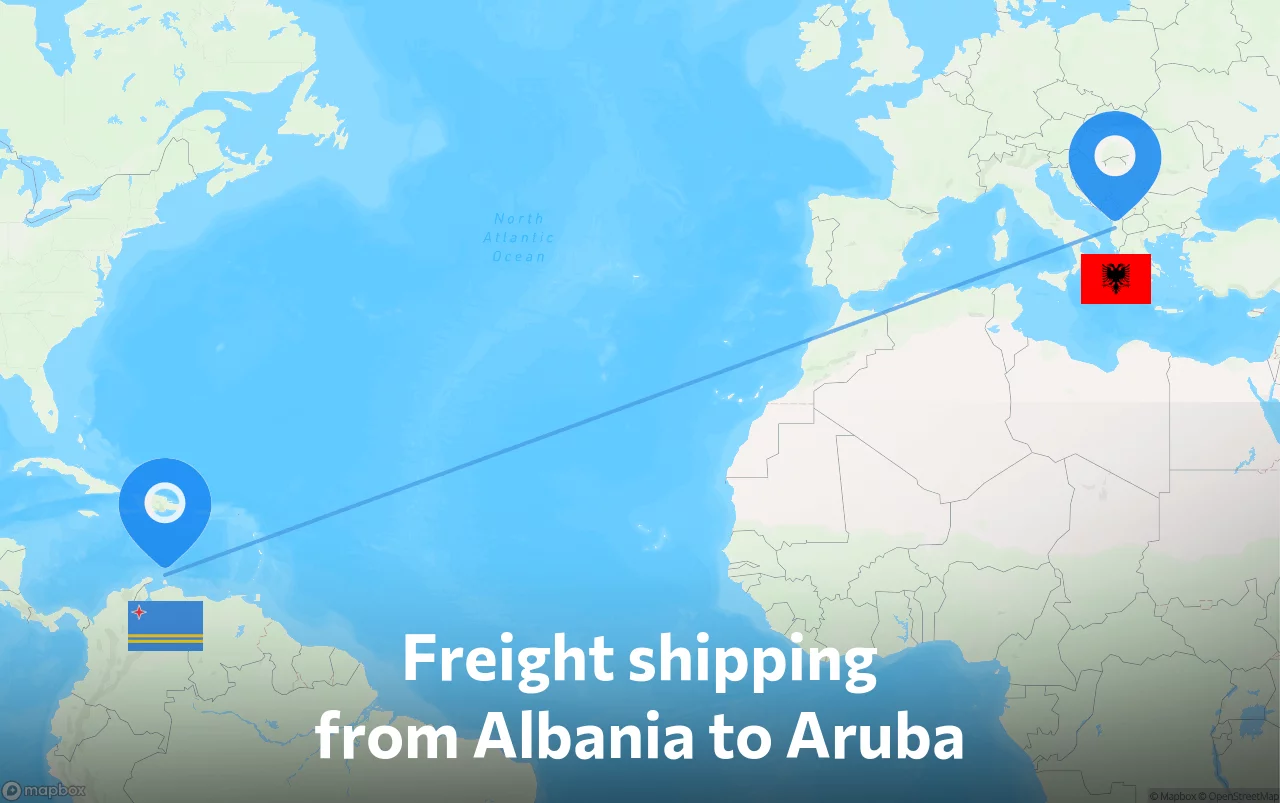 Shipping route from Albania to Aruba