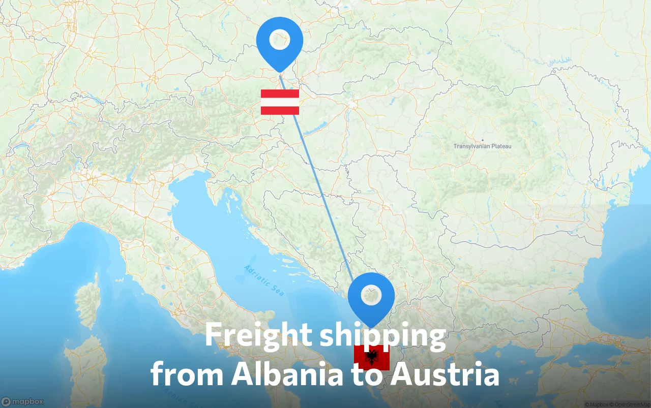 Shipping route from Albania to Austria