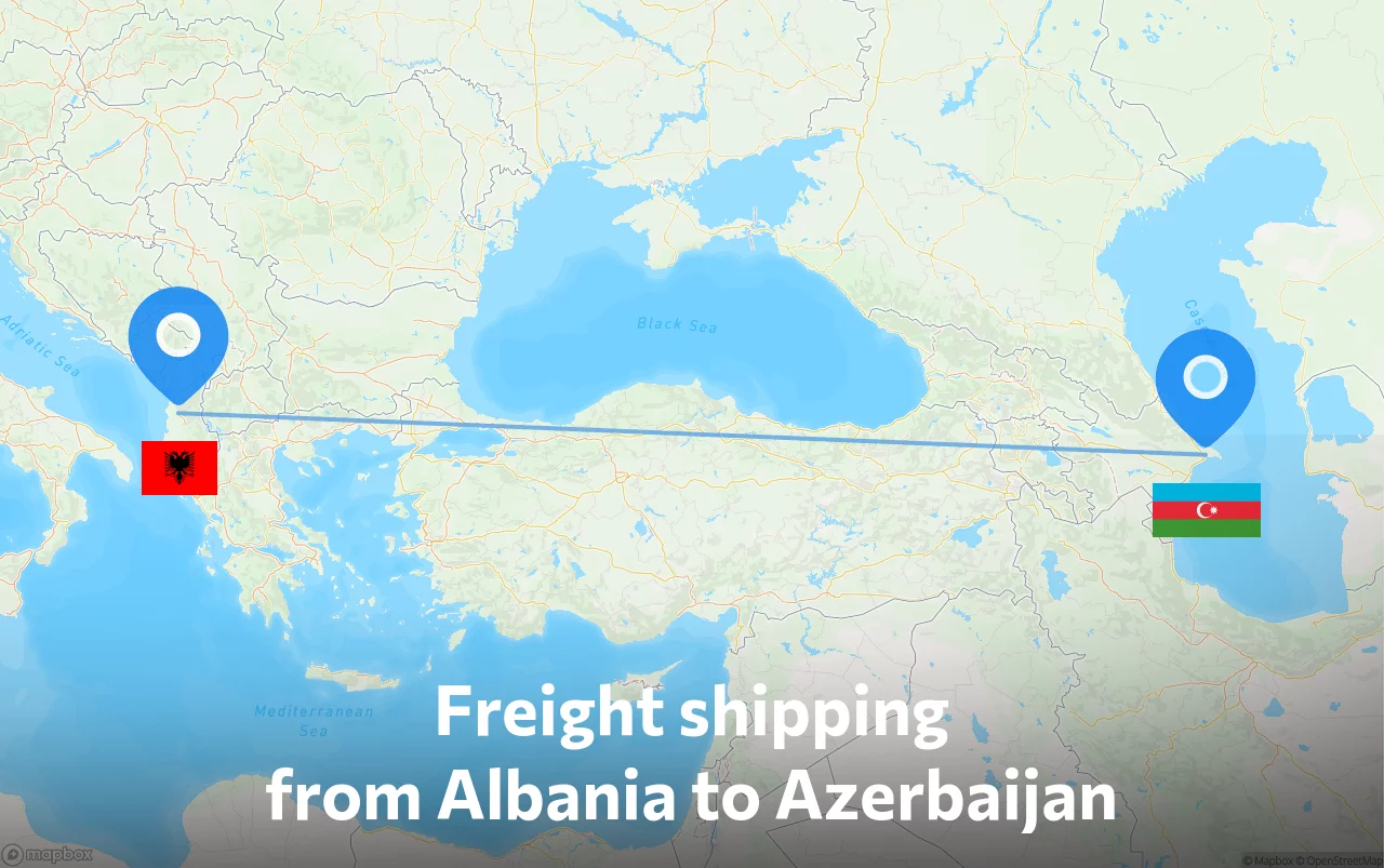 Shipping route from Albania to Azerbaijan