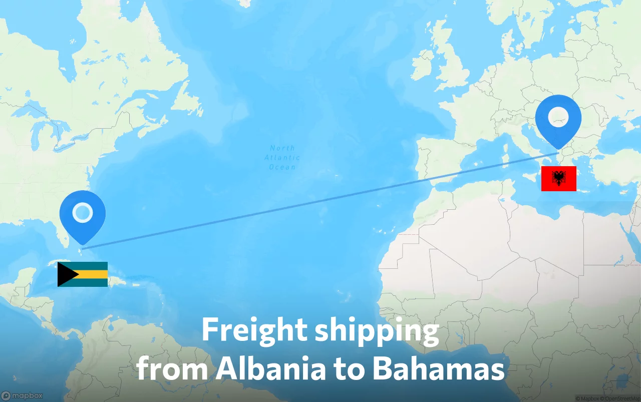 Shipping route from Albania to Bahamas