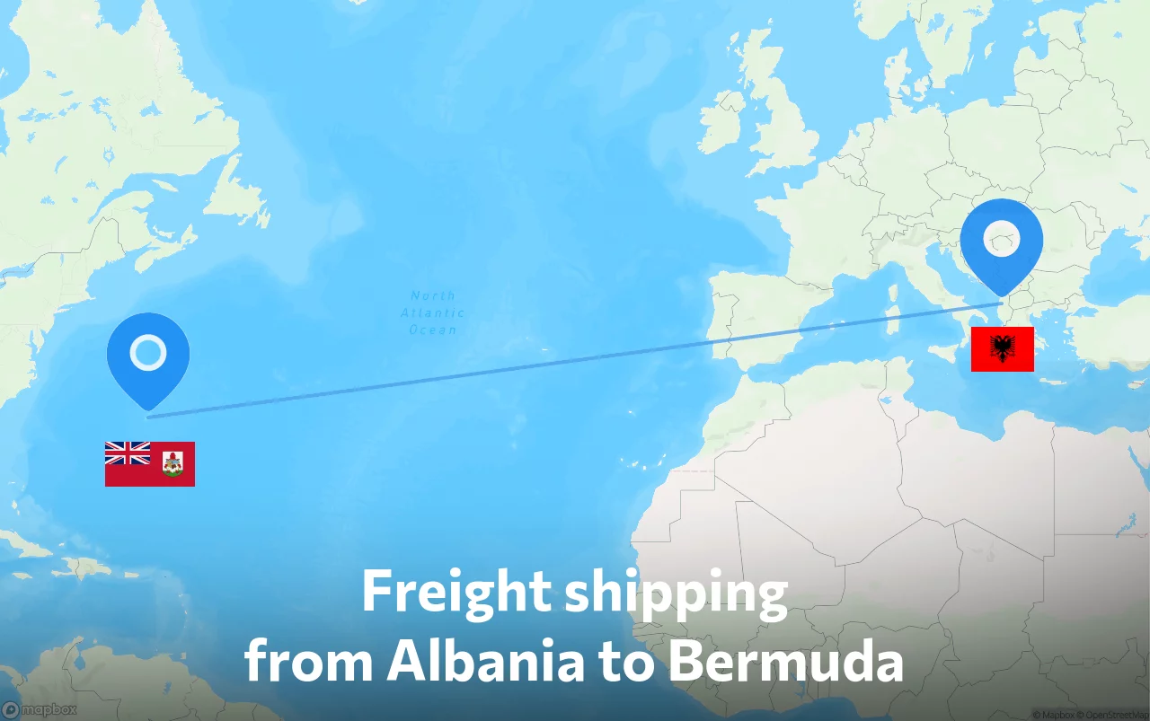 Shipping route from Albania to Bermuda
