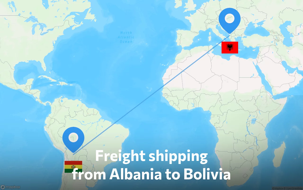 Shipping route from Albania to Bolivia