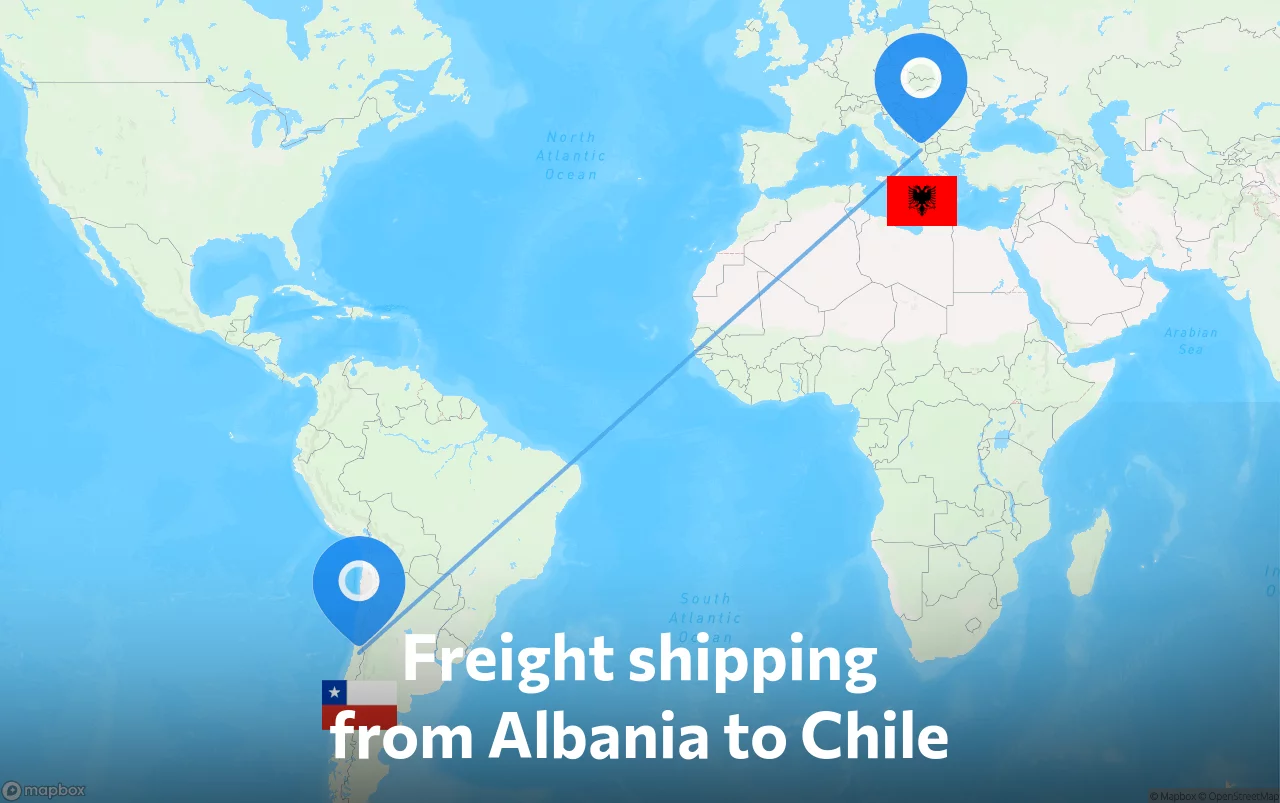 Shipping route from Albania to Chile
