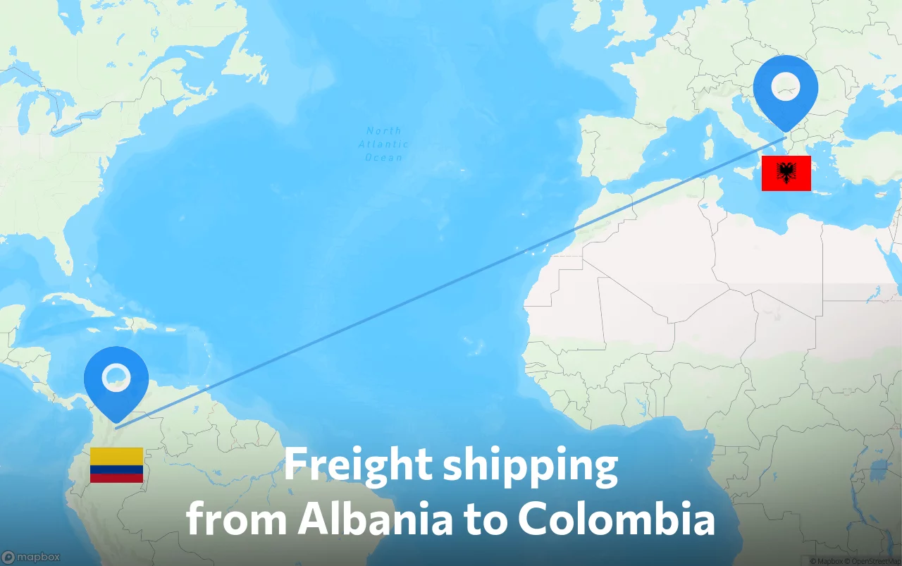 Shipping route from Albania to Colombia
