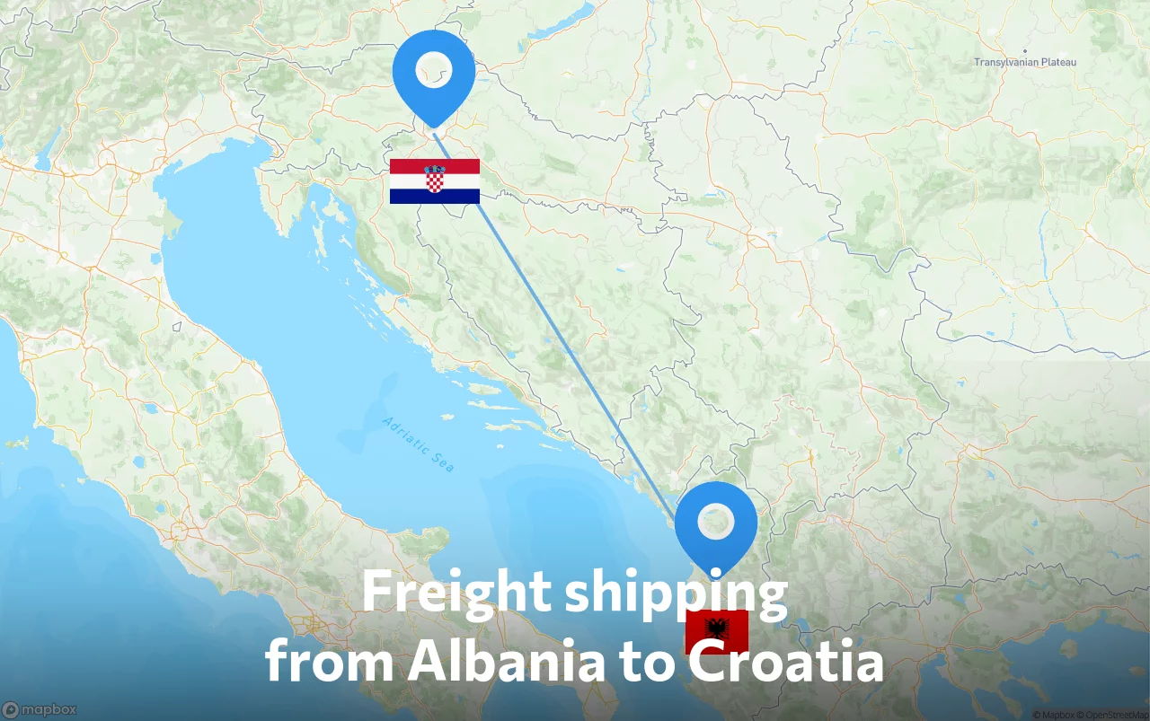 Shipping route from Albania to Croatia
