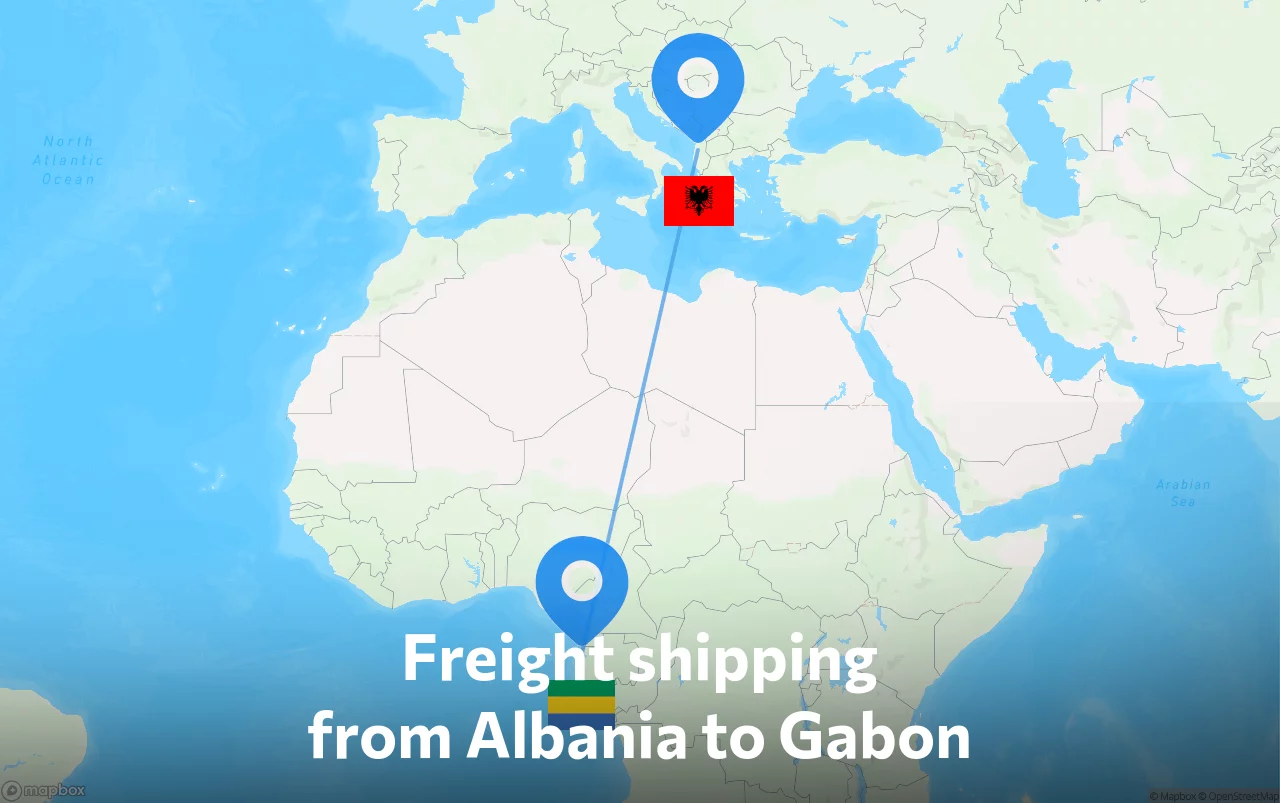 Shipping route from Albania to Gabon