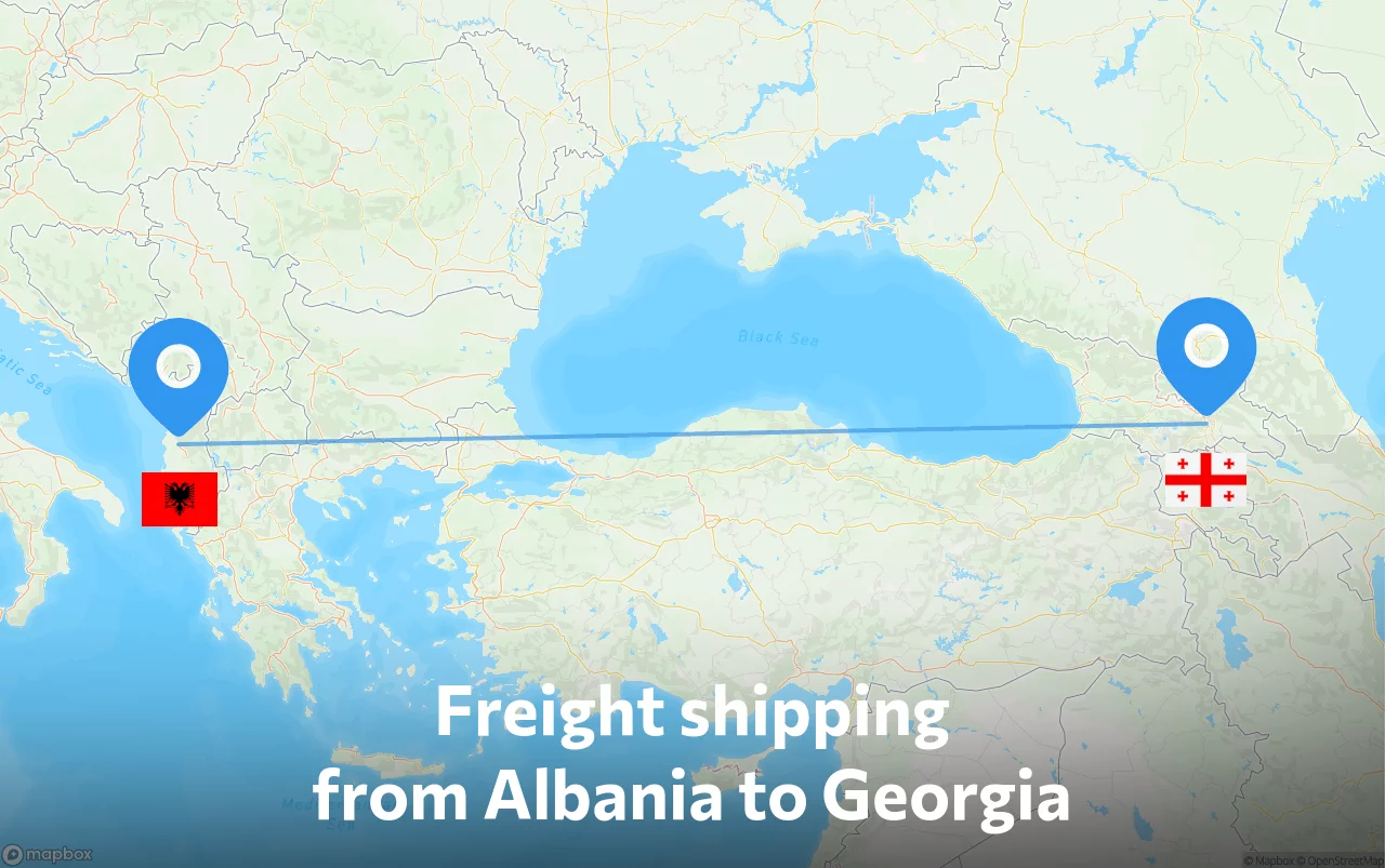 Shipping route from Albania to Georgia