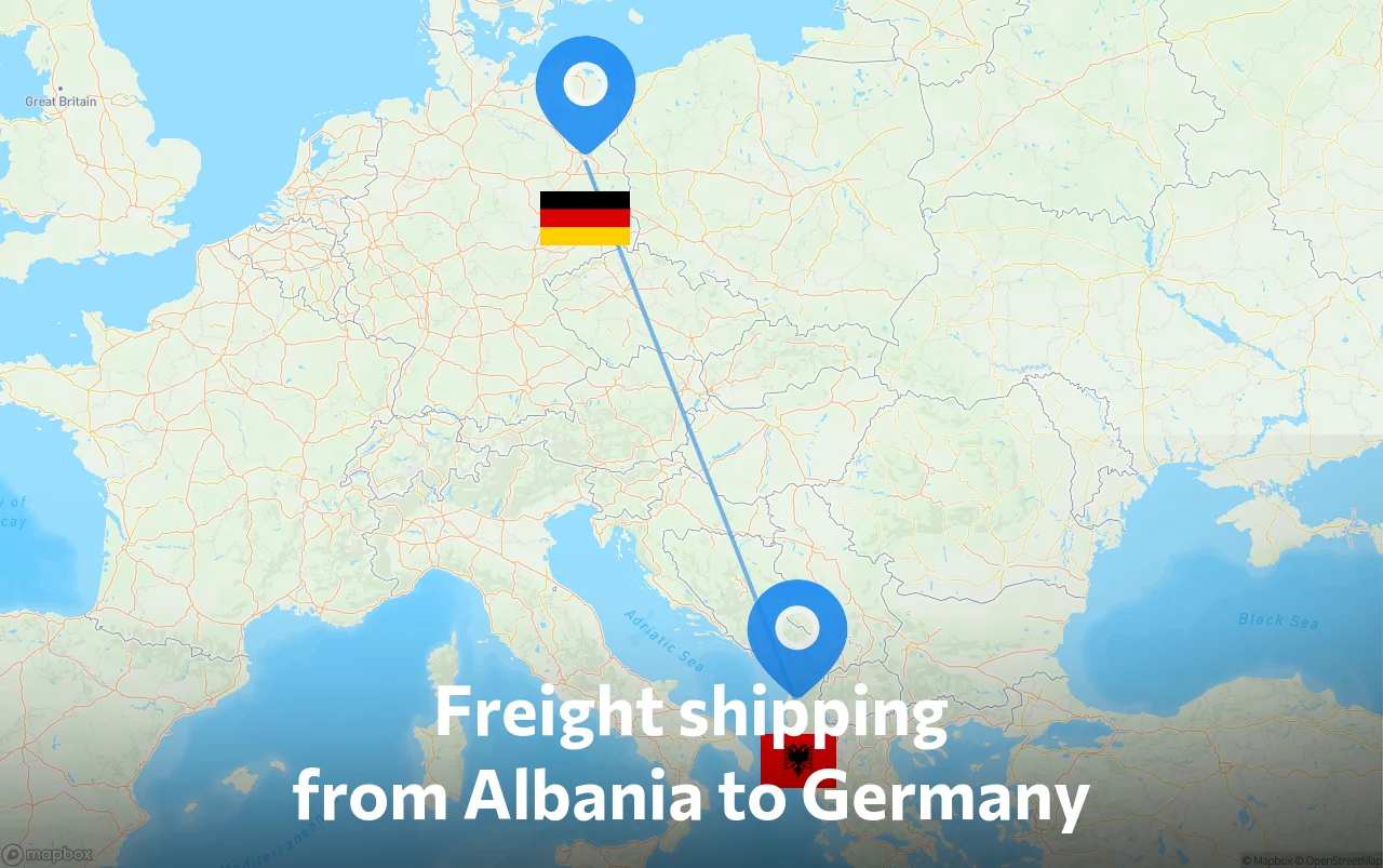 Shipping route from Albania to Germany