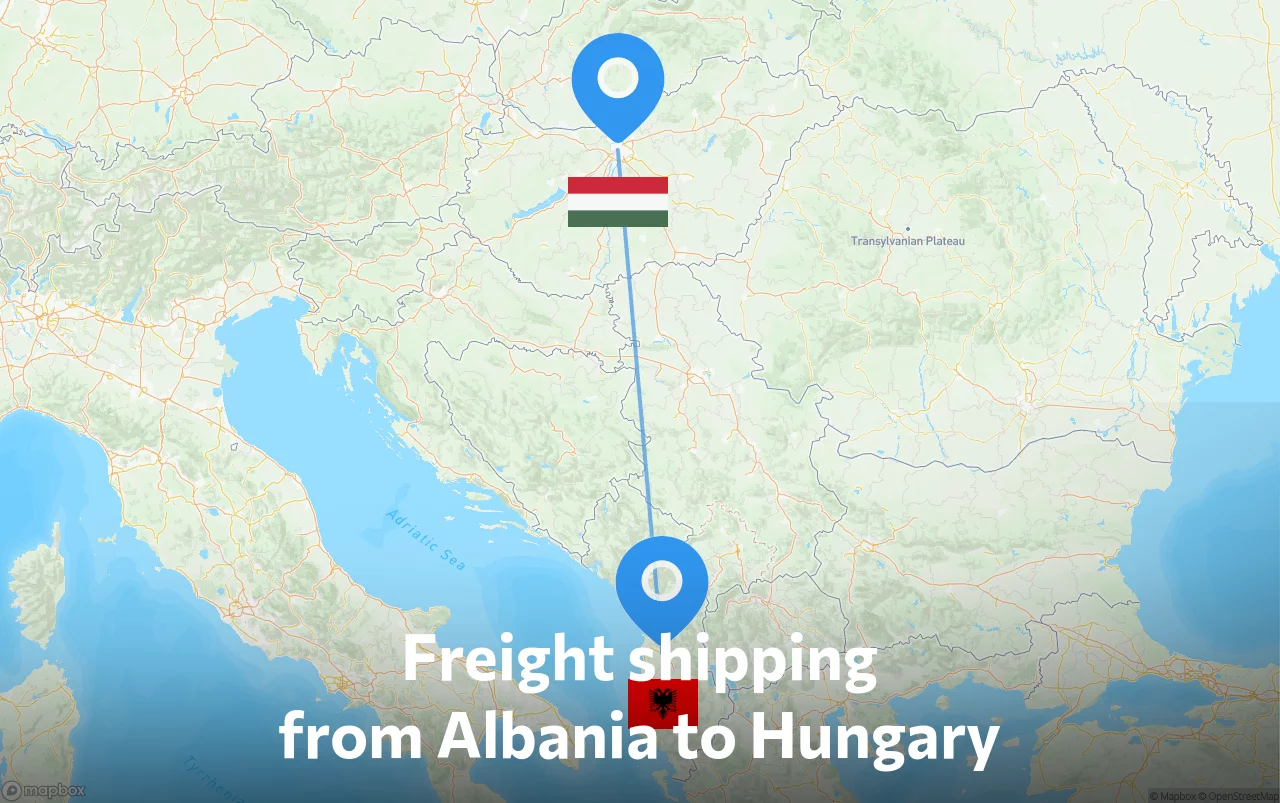 Shipping route from Albania to Hungary