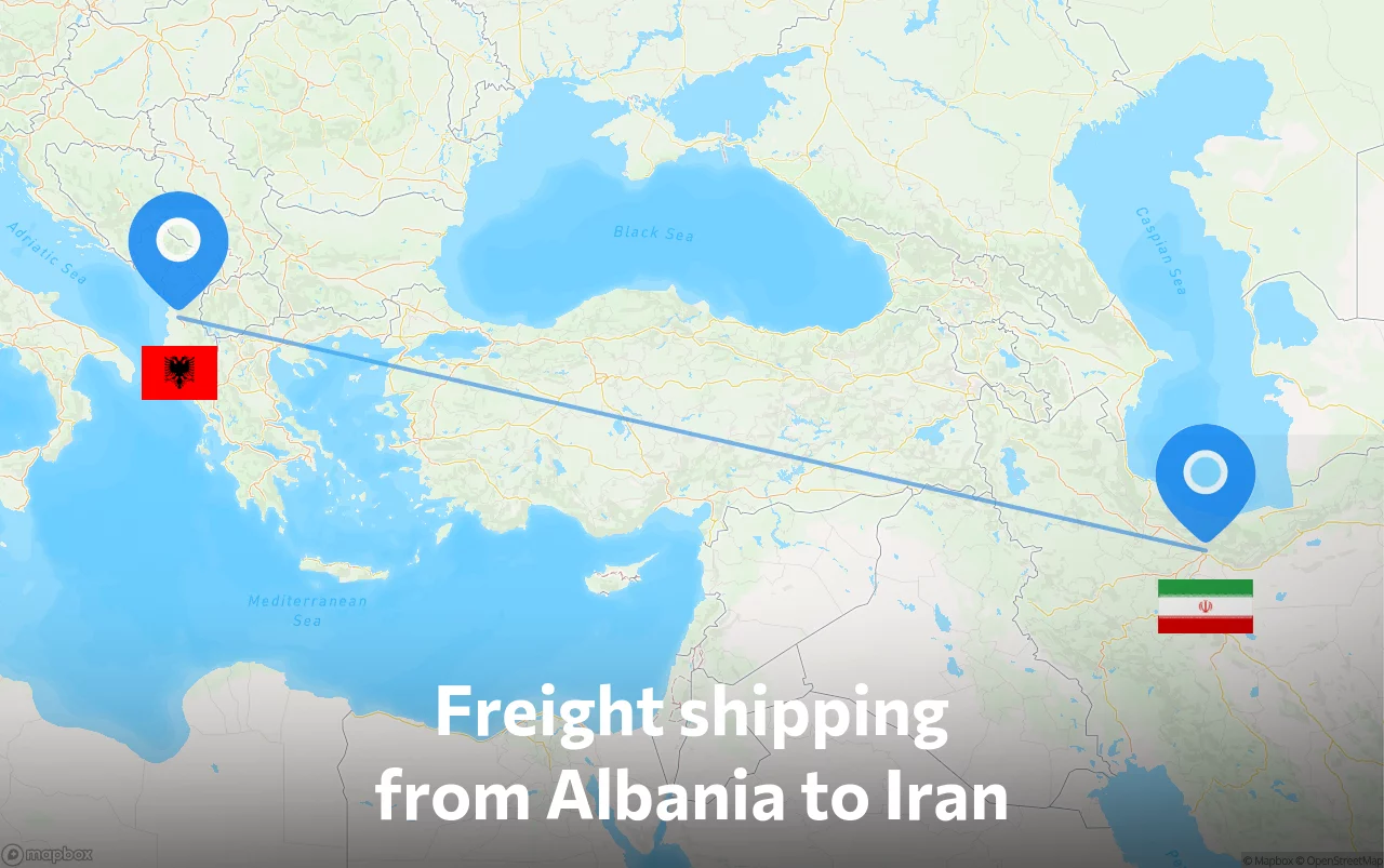 Shipping route from Albania to Iran