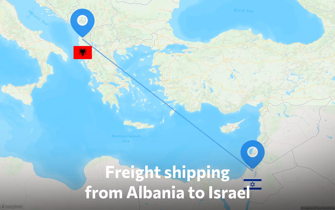 Shipping route from Albania to Israel