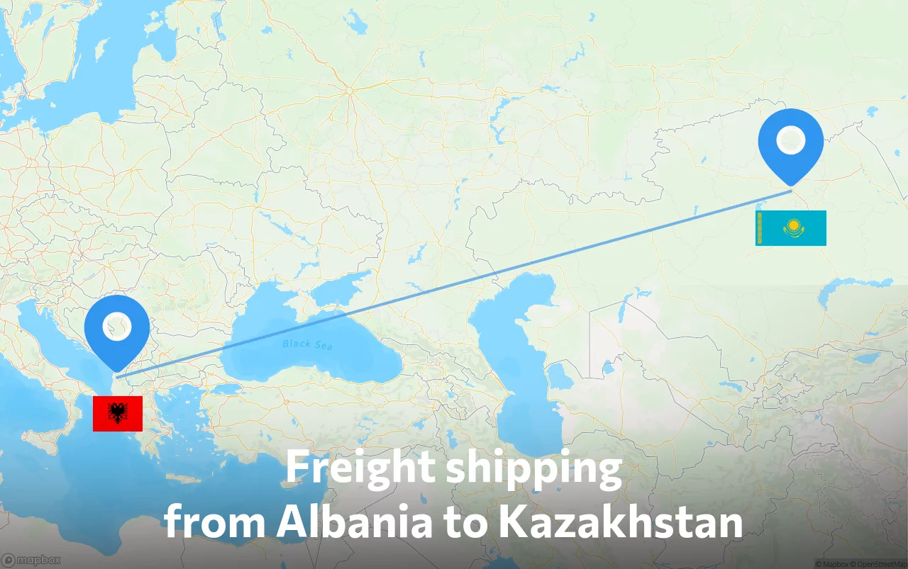 Shipping route from Albania to Kazakhstan